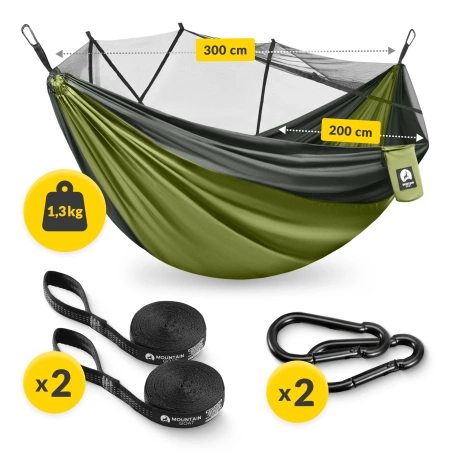Mountain Goat két személyes utazási függőágy szúnyoghálóval, szürke és zöld