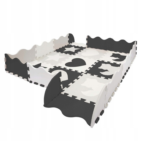 Gyerek oktató puzzle szőnyeg, 120 x 120 cm, szürke