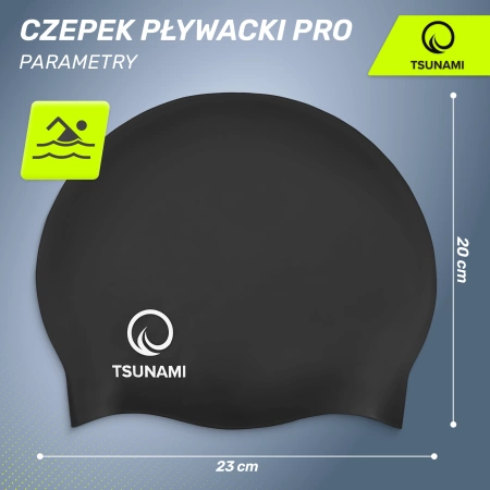 TSUNAMI PRO unisex úszósapka, fekete