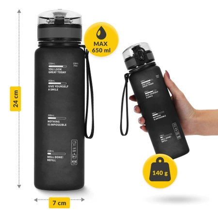 Sportkulacs, 650 ml, fekete