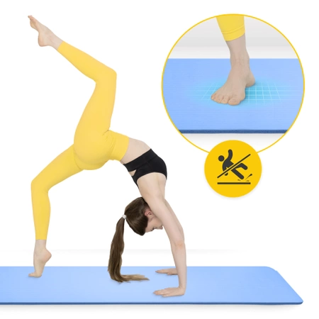 NBR torna- és jógaszőnyeg, 180 × 60 × 1 cm, kék