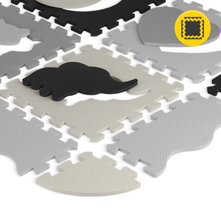 Gyerek oktató puzzle szőnyeg, 150 x 150 cm, szürke