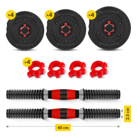 Állítható bitumenes kézisúlyzók, 2 x 10 kg