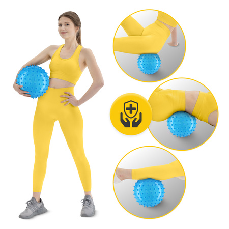 Tüskés rehabilitációs labda, 20 cm, kék