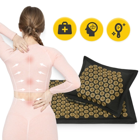 ECO akupresszúrás matrac hajdina és kókusz töltettel, fekete-arany