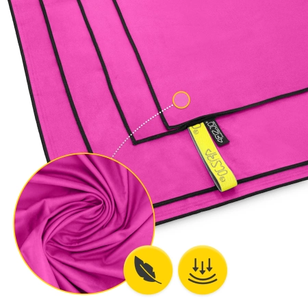 Gyorsan száradó mikroszálas törölköző, 130 x 75 cm, rózsaszín