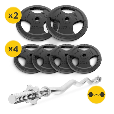 40 kg-os öntöttvas súlyzókészlet + 120 cm-es enyhén hajlított francia rúd