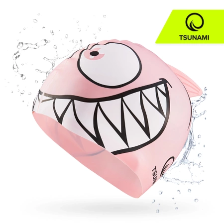 TSUNAMI gyerek úszósapka, cápa mintás, rózsaszín