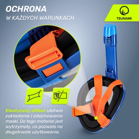 TSUNAMI teljes arcú búvármaszk, L/XL, kék