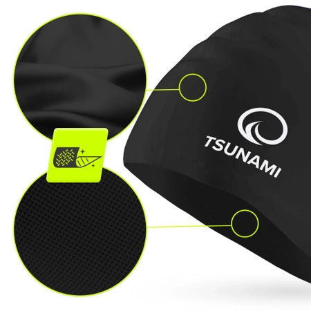 TSUNAMI unisex úszósapka, fekete
