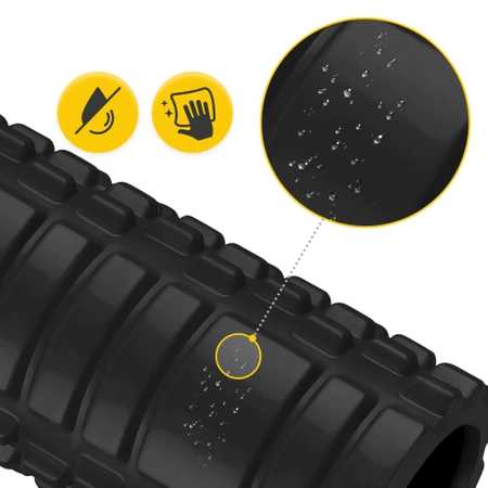 EVA bordázott masszázshenger, 45 cm, fekete