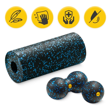 EPP masszázshenger és golyó készlet, 3 db, kék