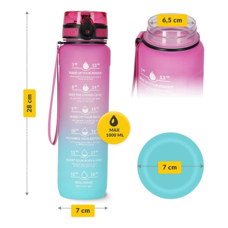 Gyermek kulacs, motivációs minta, 1 L, rózsaszín