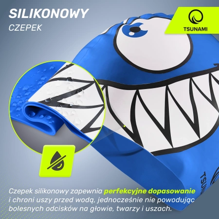 TSUNAMI gyerek úszósapka, cápa mintás, kék
