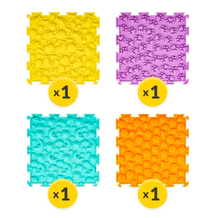 Ortopédiai érzékszervi puzzle szőnyeg gyermekeknek, 4 darab.