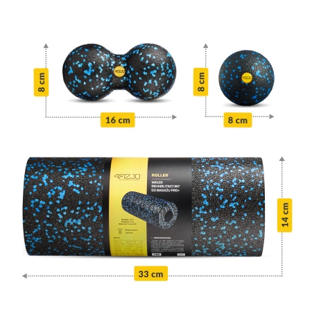 EPP masszázshenger és golyó készlet, 3 db, kék