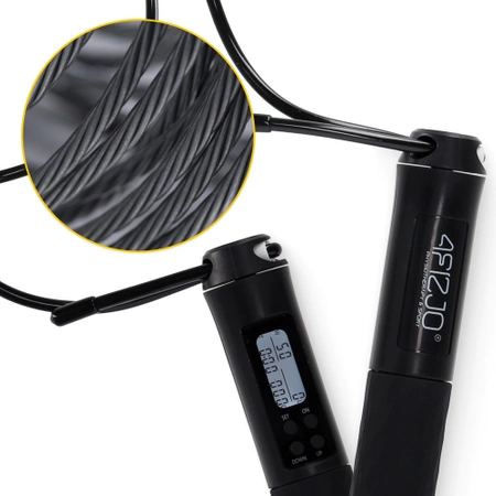 Számlálóval és golyóval ellátott ugrálókötél, fekete