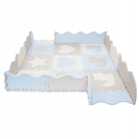 Oktató puzzle szőnyeg gyerekeknek, 120 x 120 cm, világoskék