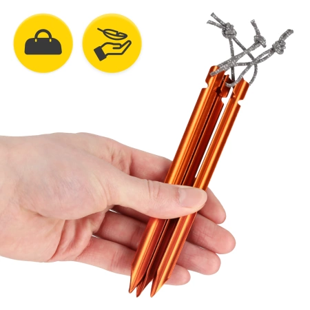 Háromszög alakú alumínium sátorcövek készlet, 15 cm, 10 db