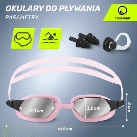 TSUNAMI úszószemüveg rózsaszín