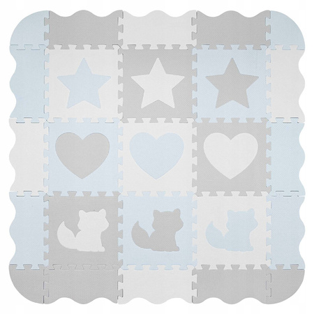 Oktató puzzle szőnyeg gyerekeknek, 120 x 120 cm, világoskék