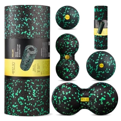 EPP masszázshenger és golyó készlet, 6 db, zöld