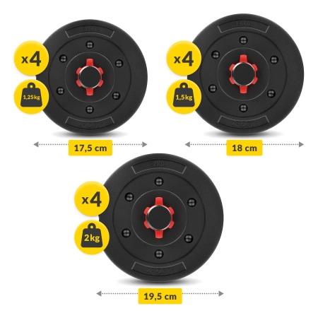 Állítható bitumenes kézisúlyzók, 2 x 10 kg