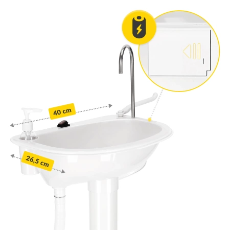 Elemmel működő hordozható turistamosdó