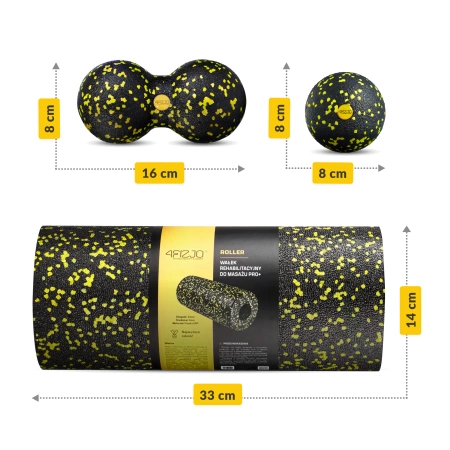 EPP masszázshenger és golyó készlet, 3 db, sárga