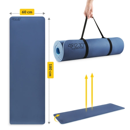 TPE csúszásgátló jóga- és edzőszőnyeg, 1 cm, sötétkék