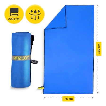 Gyorsan száradó mikroszálas törölköző, 130 x 75 cm, kék
