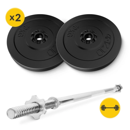 20 kg-os bitumenes súlyzókészlet + 180 cm-es egyenes súlyzórúd