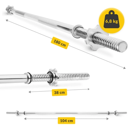 20 kg-os bitumenes súlyzókészlet + 180 cm-es egyenes súlyzórúd