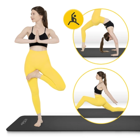 NBR torna- és jógaszőnyeg, 180 × 60 × 1 cm, fekete