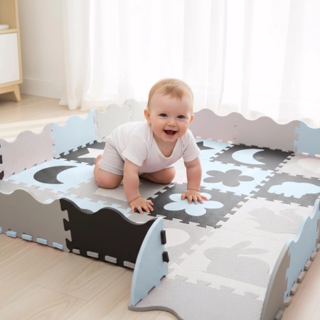Gyerek oktató puzzle szőnyeg, 150 x 150 cm, fehér