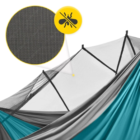 Mountain Goat egyágyas utazó függőágy szúnyoghálóval, szürke és türkiz
