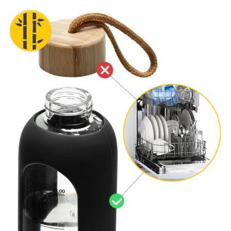 Üvegkulacs, 750 ml, fekete