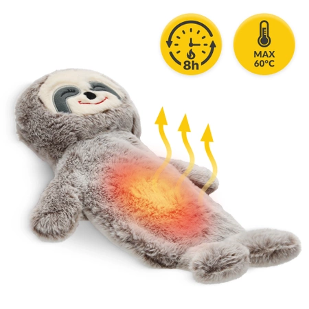 Plüss melegítőpalack lajhár mintás szövetborítással, 0,75 l