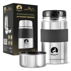 Rozsdamentes acél étkezési termosz, 1 l, ezüst