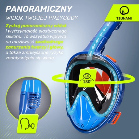 TSUNAMI teljes arcú búvármaszk, S/M, kék