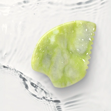 Barázdált Gua Sha kő természetes zöld jádéből