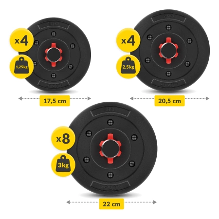 Állítható bitumenes kézisúlyzók, 2 x 20 kg