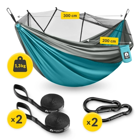 Mountain Goat kétfős utazó függőágy szúnyoghálóval, szürke és türkiz