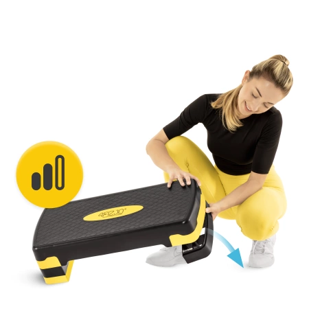 Standard 3 fokozatú, aerobik step lépcső, sárga