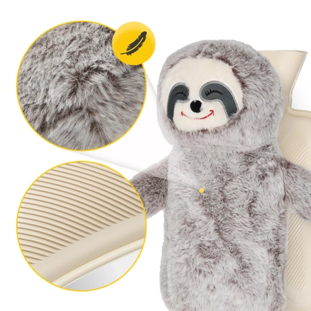 Plüss melegítőpalack lajhár mintás szövetborítással, 0,75 l