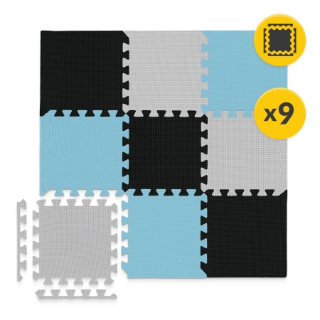 Oktató puzzle szőnyeg gyerekeknek, 90 x 90 cm, kék