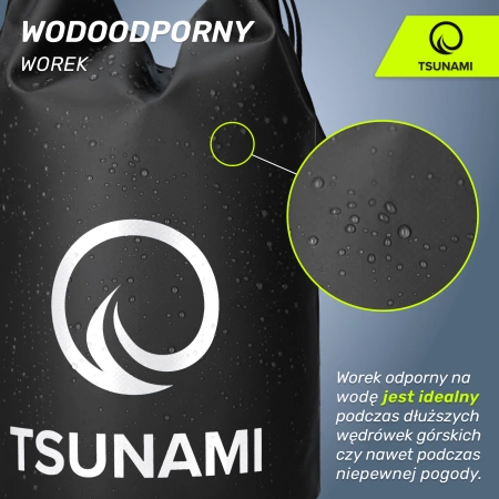TSUNAMI vízálló zsák, 10 l, fekete