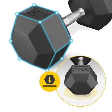 HEX acél kézi súlyzó, 1 x 25 kg