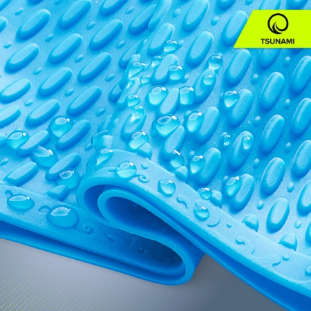 TSUNAMI női úszósapka, szöveges minta, kék