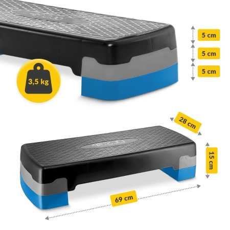 Standard 2 fokozatú, aerobik step lépcső, kék